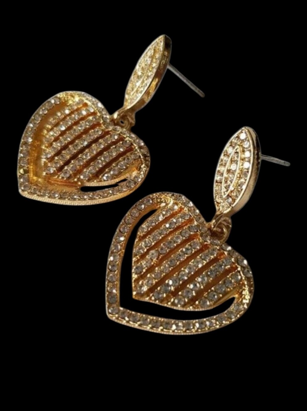 Crystal Heart Drop Earrings - NWOT